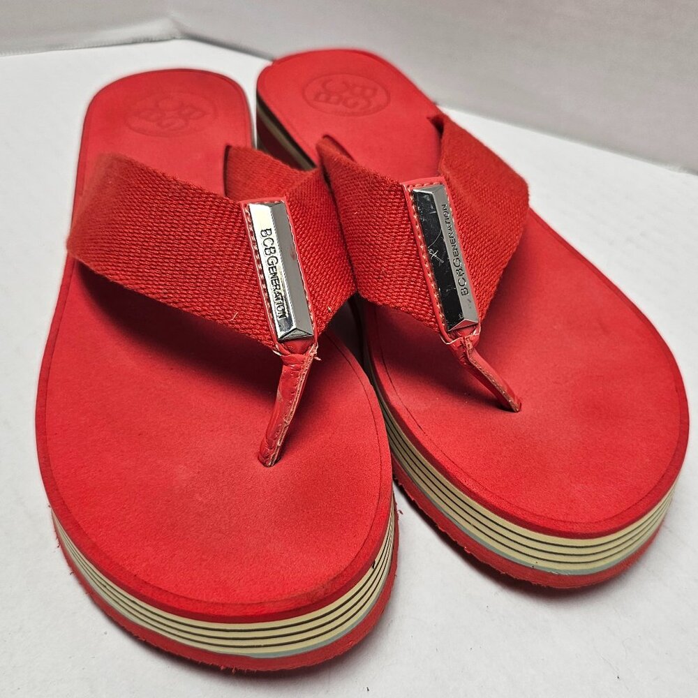 Red Bcbgeneration Bcbg Paris Low Platform Thong W… - image 4